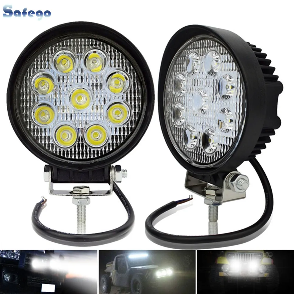 

Safego 2X 27w LED work light 12v led tractor work lights 24V offroad 4X4 ATV boat bumber driving fog light spot flood beam