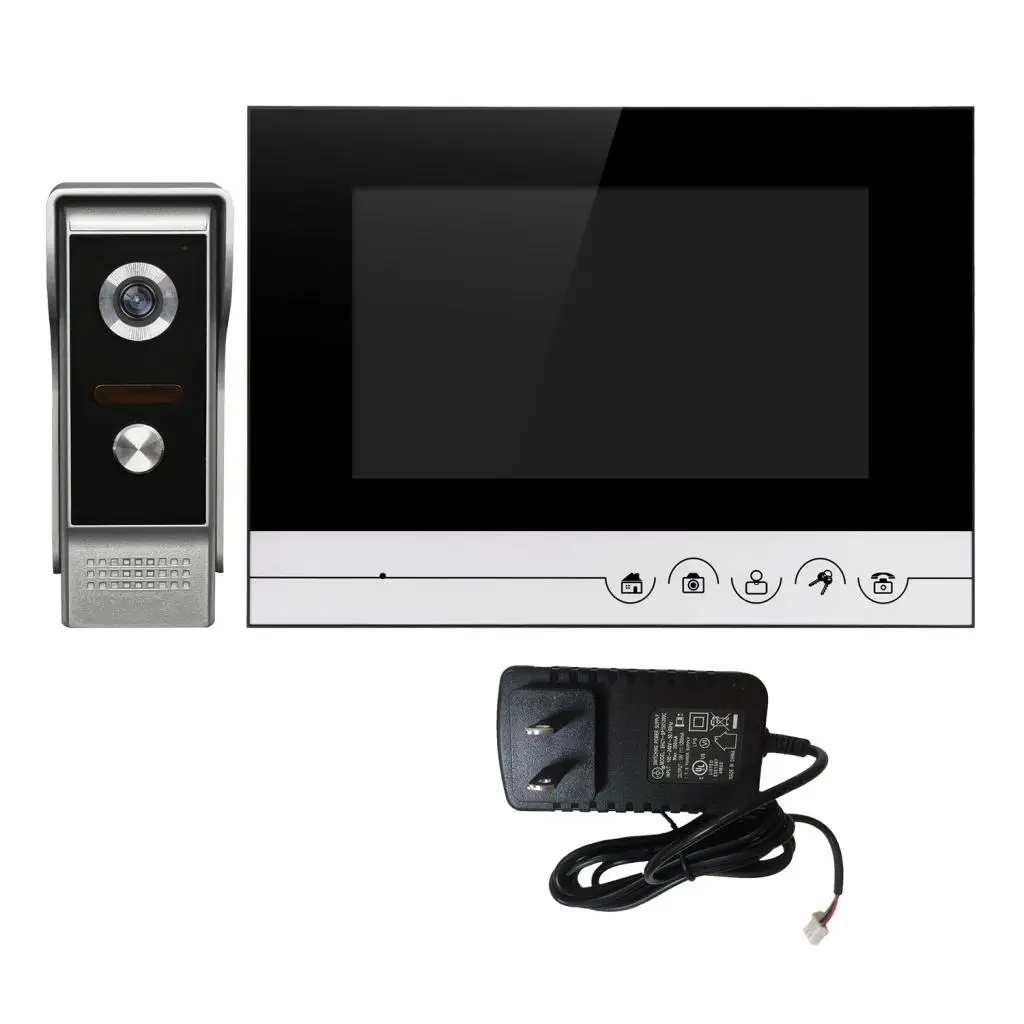 

7 Inch Screen DoorBell Video Camera 700line IR Night Vision Visual Intercom Monitor US Plug # Silver