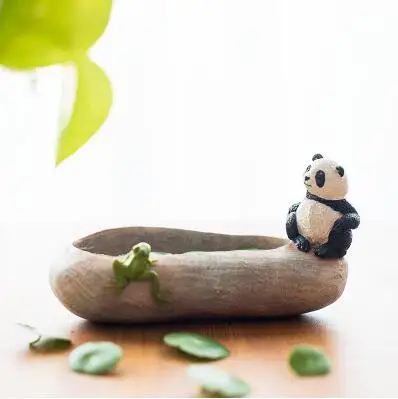 Милый мультфильм мини панда рабочего украшения дома Крытый винный шкаф декоративные изделия из полимера украшения - Цвет: 2