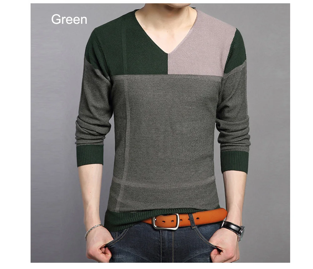 DIMUSI Autumn Mens Pullover Sweater Men Fashion Striped V-Neck Wool Pullover Sweater Men's Slim Knitted Pull Sweaters Clothing