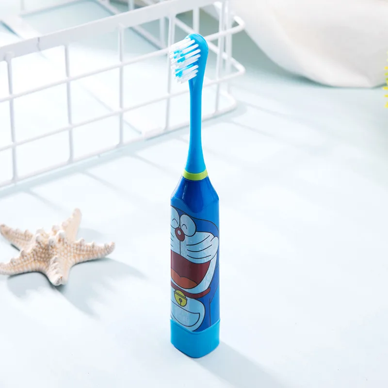 Children Cartoon Pattern Electric Toothbrush Kids Home Cute Soft Hair Electric Teeth Brush 2Pcs Double-sided Clean Replace Head