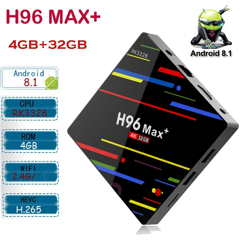 

2018 H96 Max+ tv box Android 8.1 RK3328 Quad Core 4GB ROM/32GB ROM HD1080p 4K Wifi Support IPTV Youtube Media Player Set-Top Box