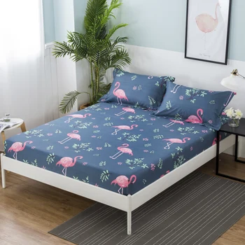 

1pcs 100%Polyester Printed Solid Fitted Sheet Mattress Cover Four Corners With Elastic Band Bed Sheet 68