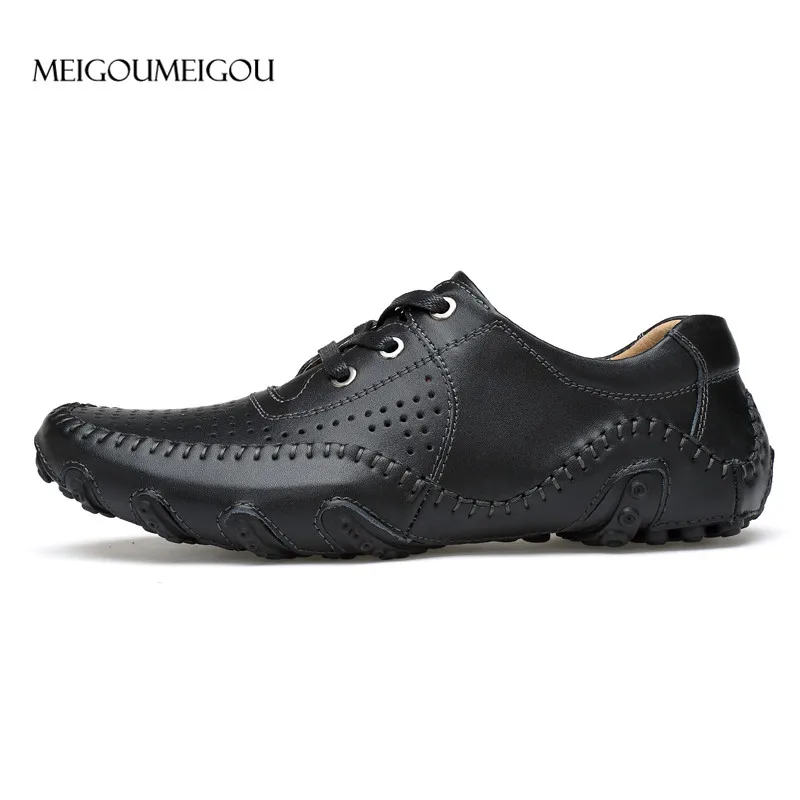 MEIGOUMEIGOU/кожаная обувь с осьминогом, мужские удобные лоферы высокого качества, демисезонные Нескользящие Модные Повседневные кроссовки - Цвет: Mesh black