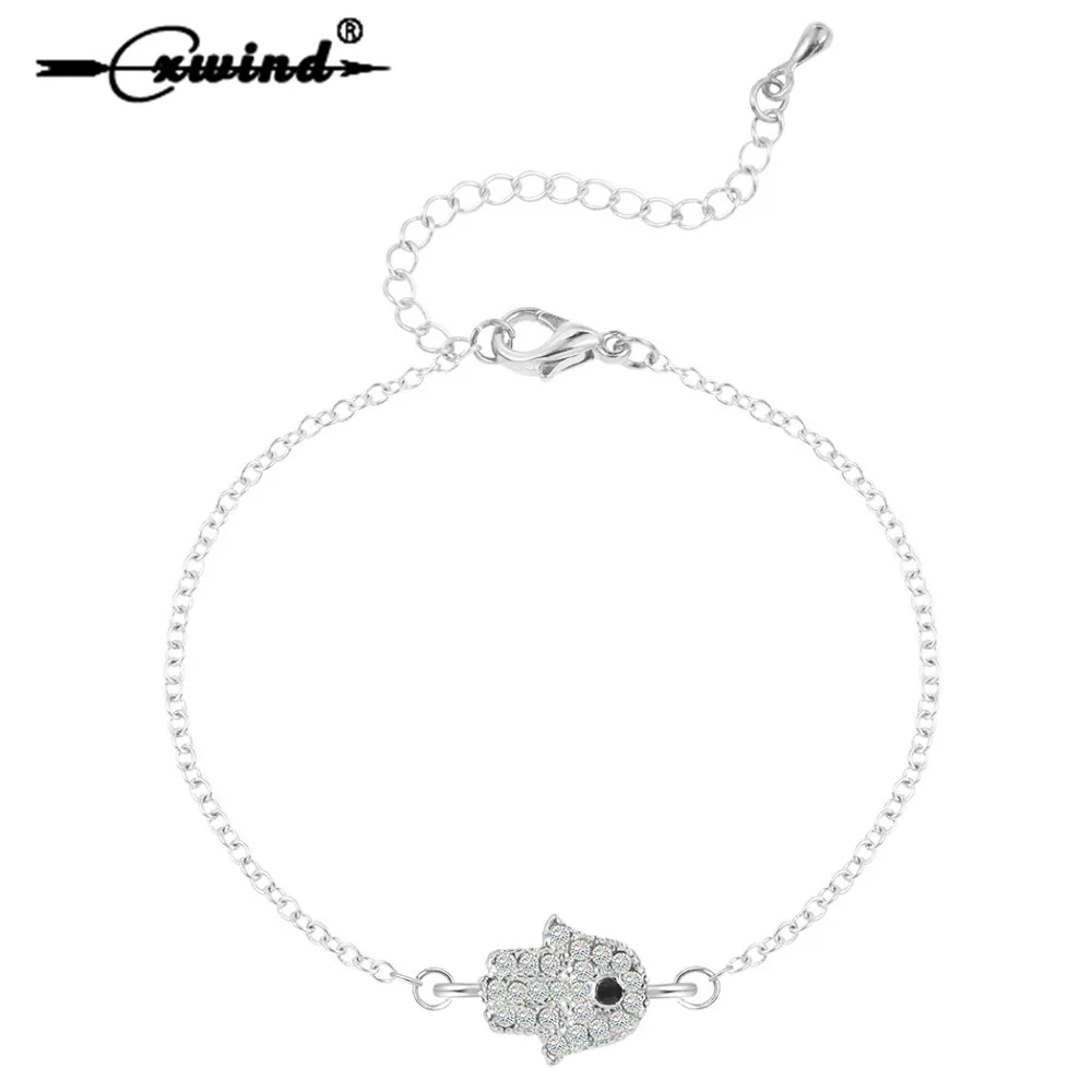 

Cxwind Fashion Hasma Hand Bracelets for Women Cuff Bracelet Charms Zircon CZ Paved Hamsa Blue Lucky Eye Jewelry