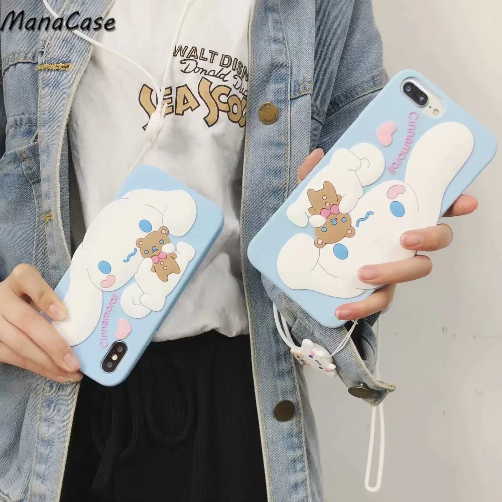 Милый 3D японский Cinnamoroll мультфильм чехол для телефона аниме для iPhone 11 Pro Max X XS MAX XR 6 6s 7 8 Plus Мягкий силиконовый чехол