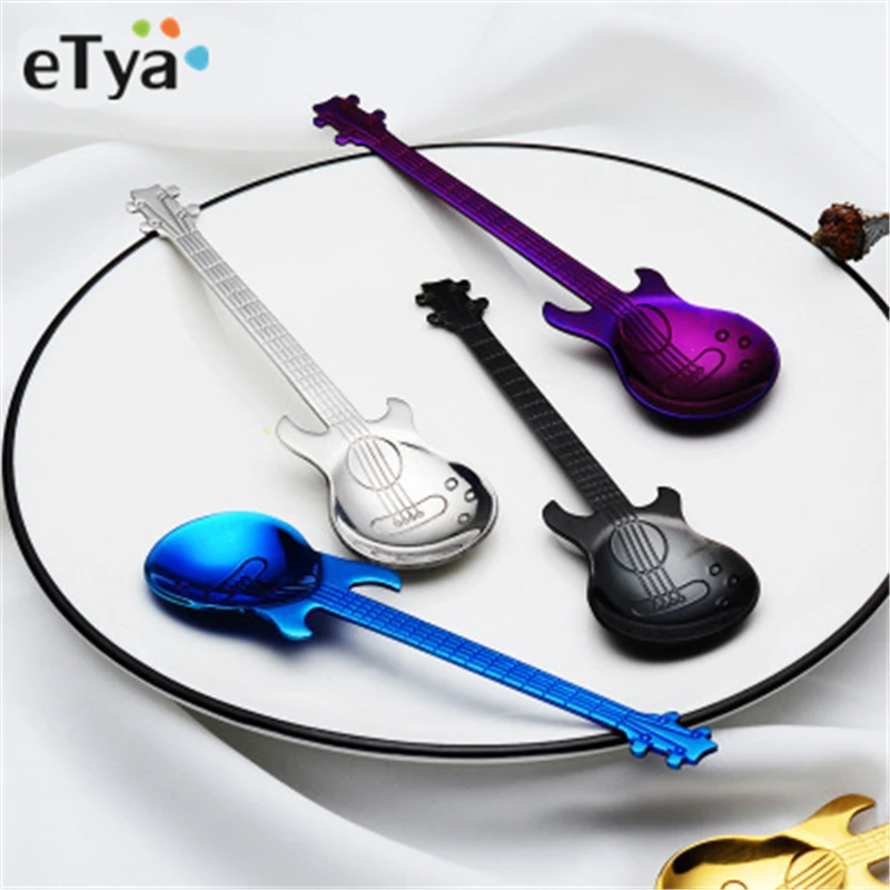 

guitar bass coffee spoon create 304 stainless steel coffee scoop rose gold black cutlery tea spoon coffee accessories teaspoon