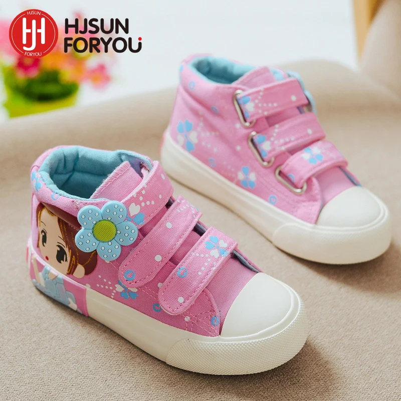Goedkoop 2020 Lente Herfst Kinderen Canvas Schoenen Meisjes Mode Sneakers 3 Kleuren Hoge Baby Casual Schoenen Ademende Prinses Schoenen