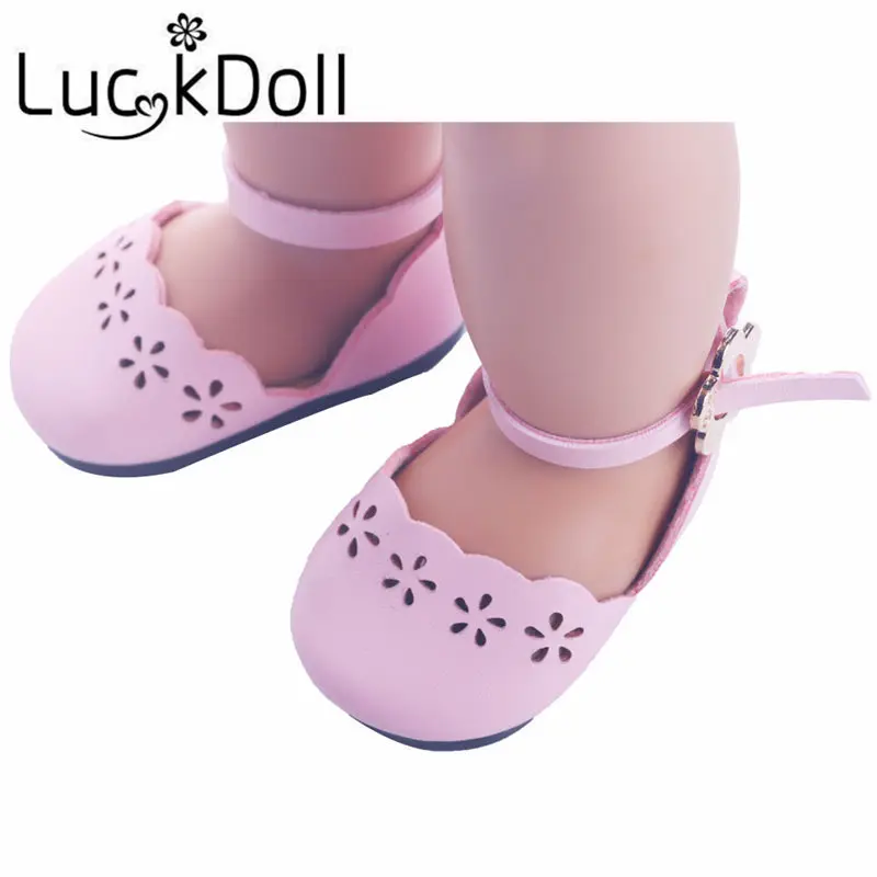 LUCKDOLL однотонная ажурная обувь подходит для 18 дюймовых американских кукол 43 см