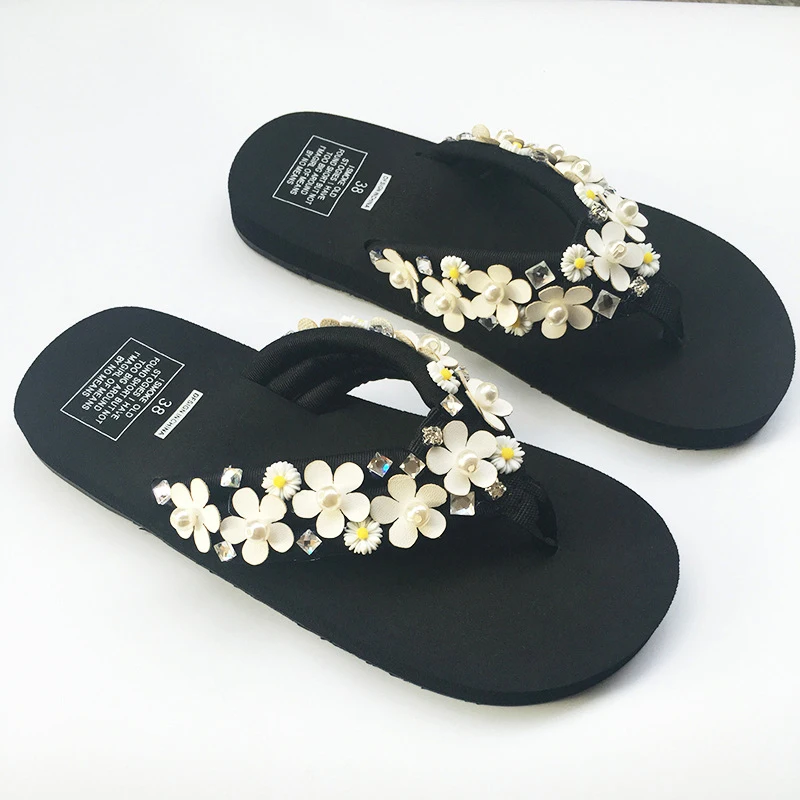 

2019 Summer Women Slides Flip Flops Beach Slippers Flower Decoration Casual Shoes Women for Vacation and Beach XWT1106
