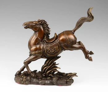 

11'' China Fengshui Pure Bronze Zodiac Horse Lucky Statue Figurine #1