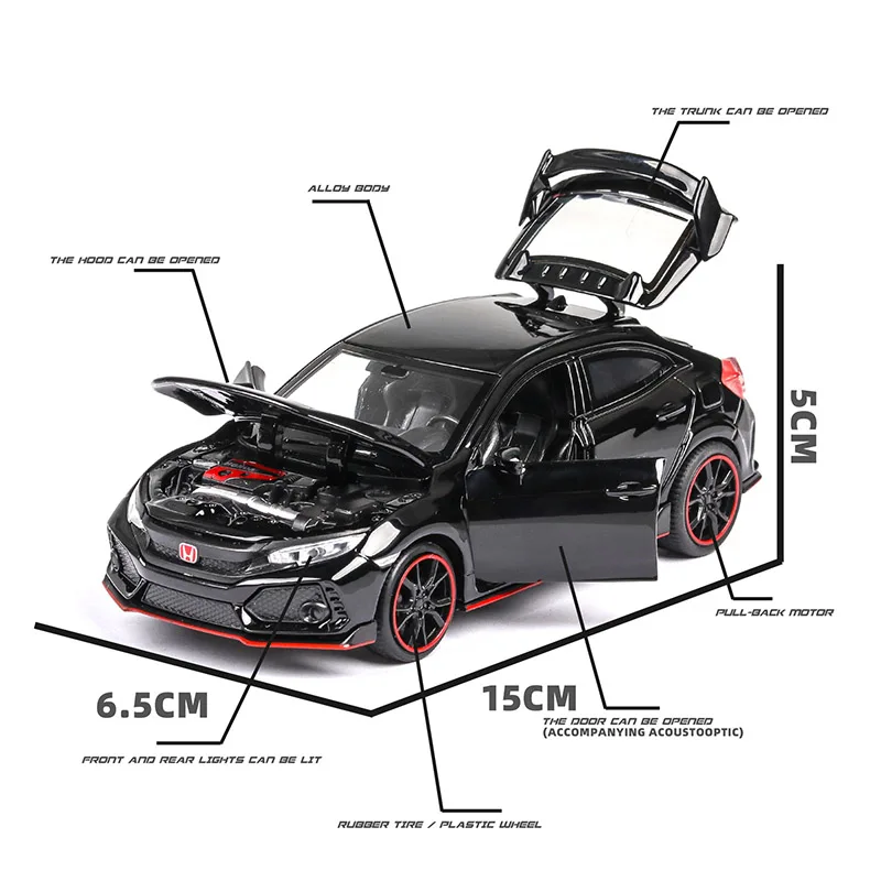 Модель автомобиля Honda Civic Type R из металлического сплава 1/32|Наземный транспорт| |