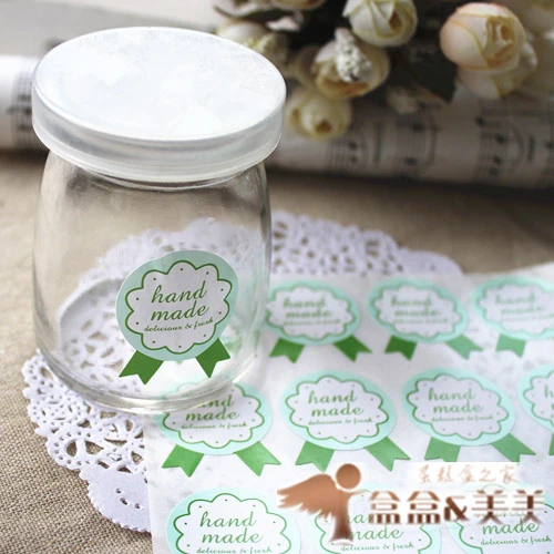 Kemasan roti puding botol label, Penyegelan stiker, Medali hijau hand made penyegelan pasta, Dekoratif kertas 2.6 CM grosir