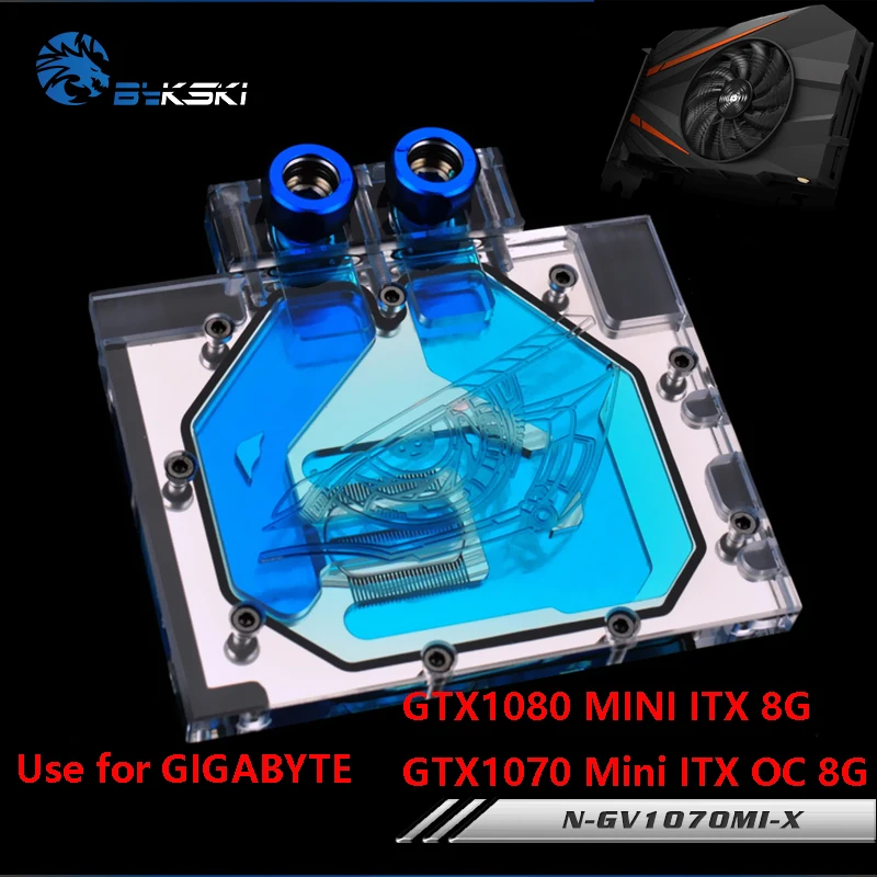 BYKSKI водного блока использовать для GIGABYTE GTX1080MINI-ITX-8G/GTX1070MINI-ITX-OC-8G/полное покрытие видеокарты медь радиаторный блок RGB