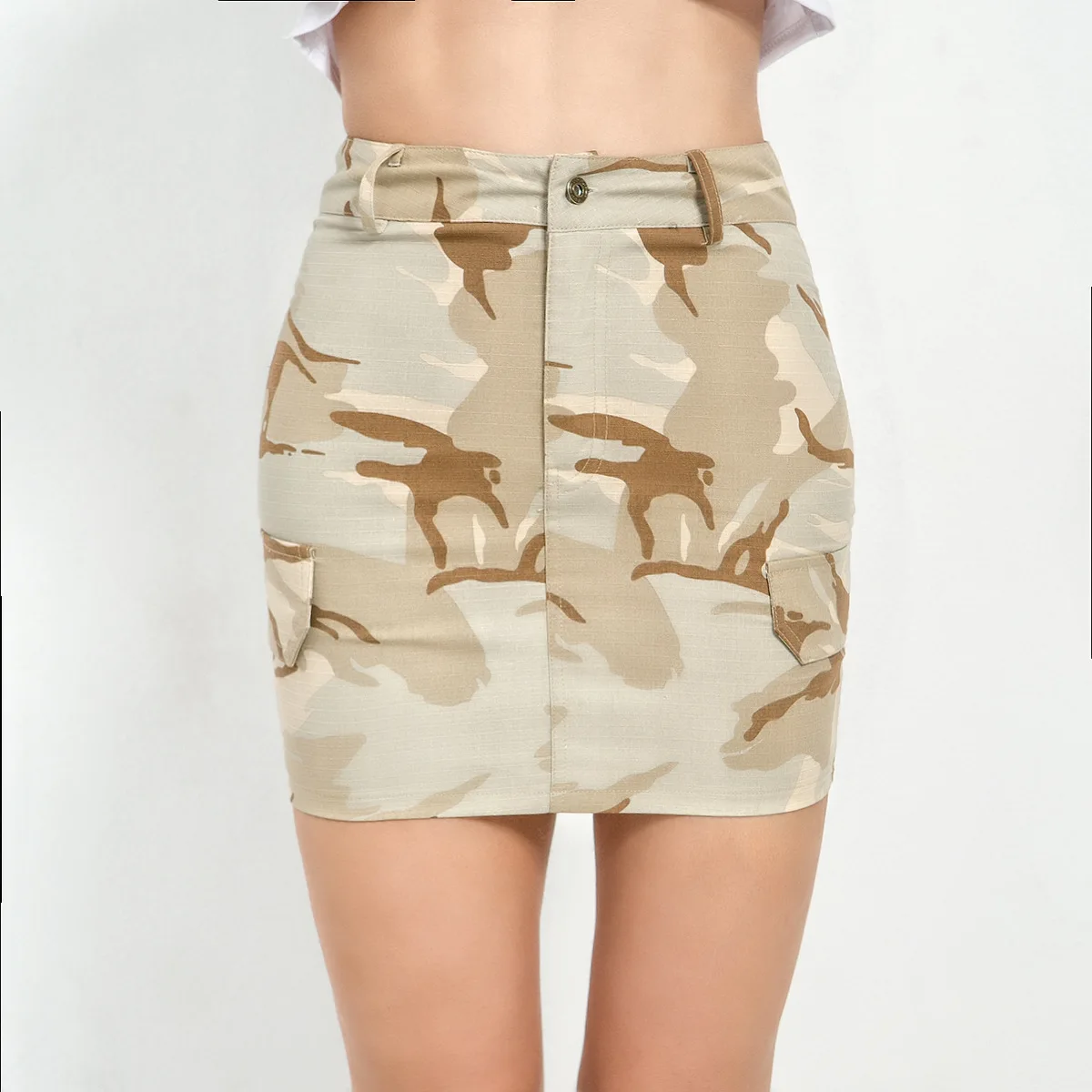 

2018 Women Mini Skirt Summer New High Waist Mini Beach Skirt Straight Camouflage Women Skirt Female Vestido