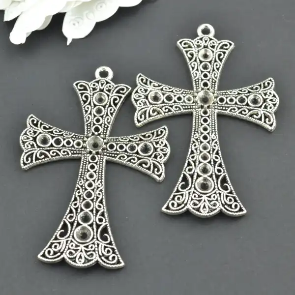 50pcs Filigree Heart Snowflake Cross Charms Pendant Fit Necklace DIY Making