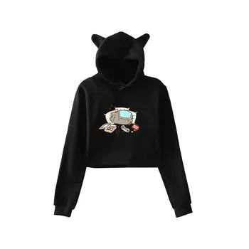 pusheen crop top hoodie