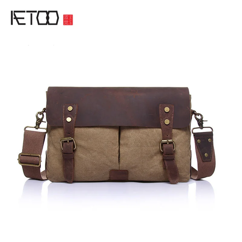Мужская сумка AETOO тканевая в стиле ретро винтажная почтальона для отдыха|male bag|bag