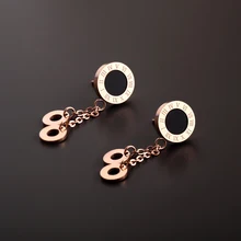 Длинные черные и белые сережки в виде ракушек, титановая сталь, розовое золото, женские модные простые элегантные серьги