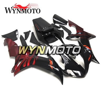 

ABS Plastic Injection Black With Red Flame New Complete Motorcycle Fairings For Yamaha YZF R1 2002 2003 Fairing Kit Cowlings