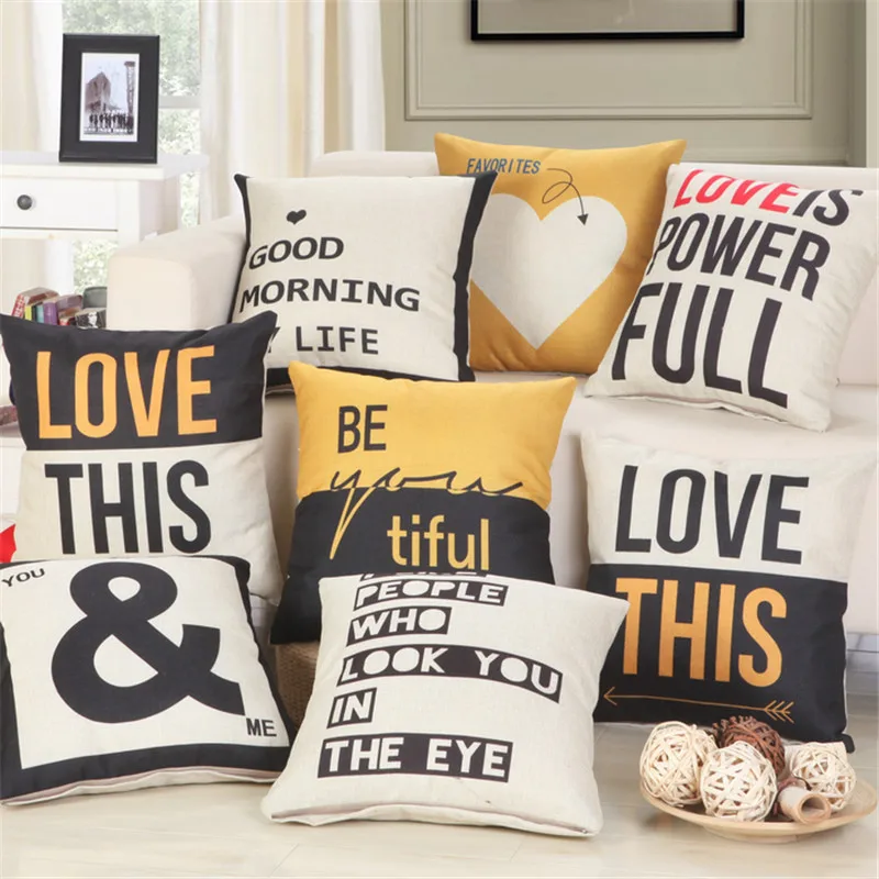 RUBIHOME Wholesale(8pieces/lots)Creative English Letter Cushion Cover Decorative Throw Pillowcase Chair  Home Decor Home Textile