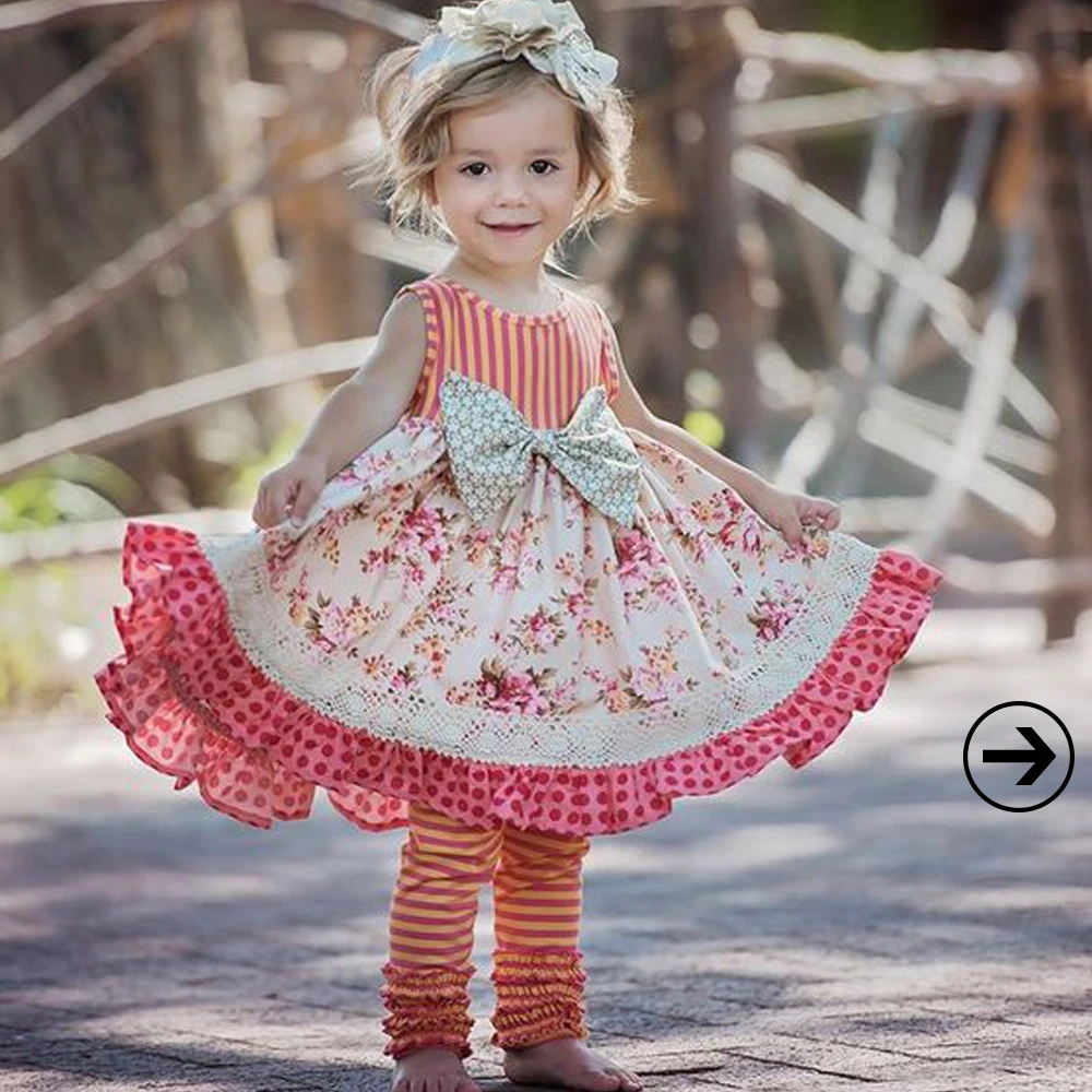 New Arrival Girls 2 Pcs Summer Clothing Floral Bow Dress Stripes Icing Cotton Ruffle Pants Remake Children Outfits 2GK712-052 HTB1Y4F5ogvD8KJjy0Flq6ygBFXa4 - New Arrival Girls 2 Pcs Summer Clothing Floral Bow Dress Stripes Icing Cotton Ruffle Pants Remake Children Outfits 2GK712-052