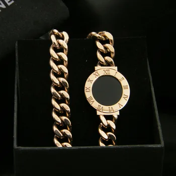 

Bilincolor rose gold heavy letter stainless steel bangle for women and men