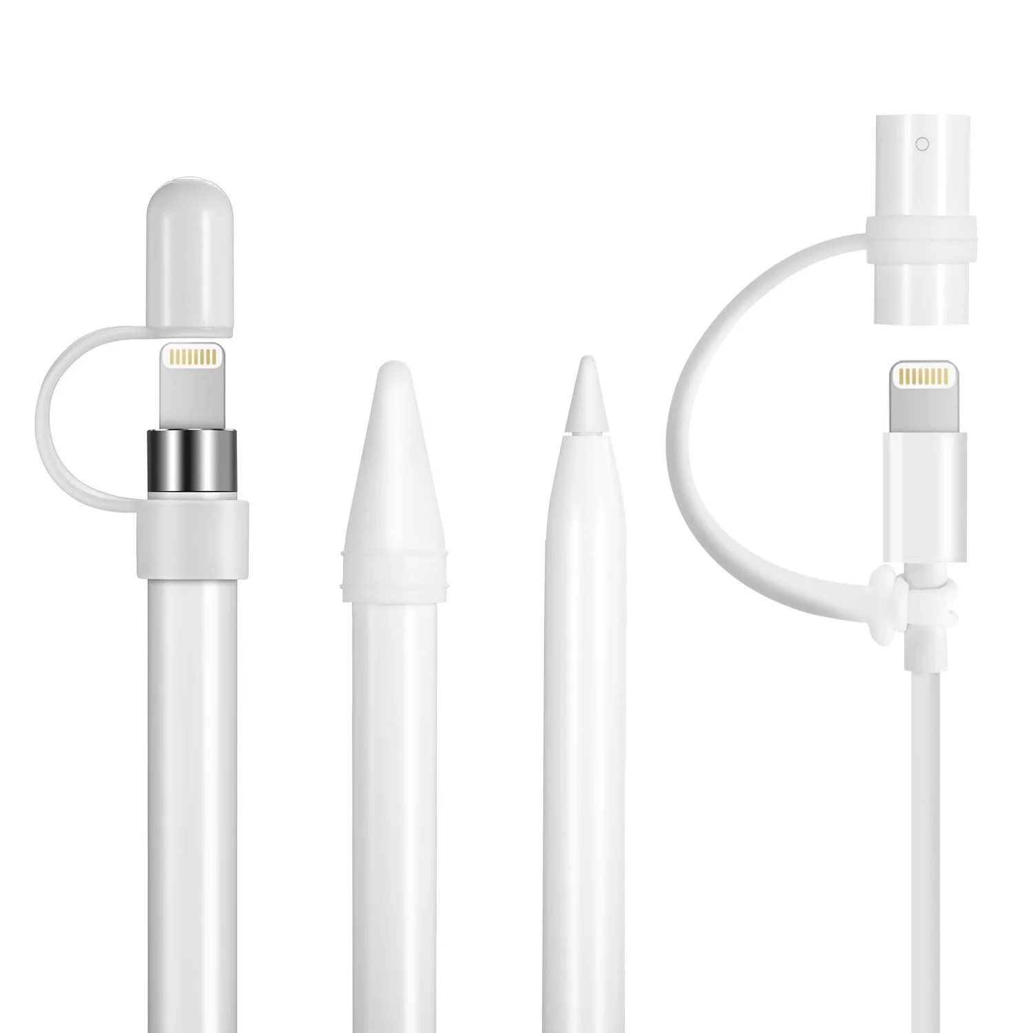 2 комплекта силиконовый защитный колпачок держатель наконечник Защитная крышка светового кабеля адаптер трос аксессуары для iPad Pro Apple Pencil