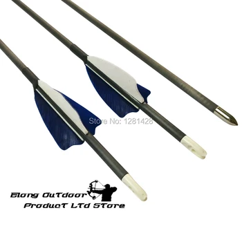 

12Pcs Spine 700 30" ID4.2mm Carbon Arrow With 2.5" Shield Plastic Feather Screw Point For Recurve Tradtional Bow Free Shipping