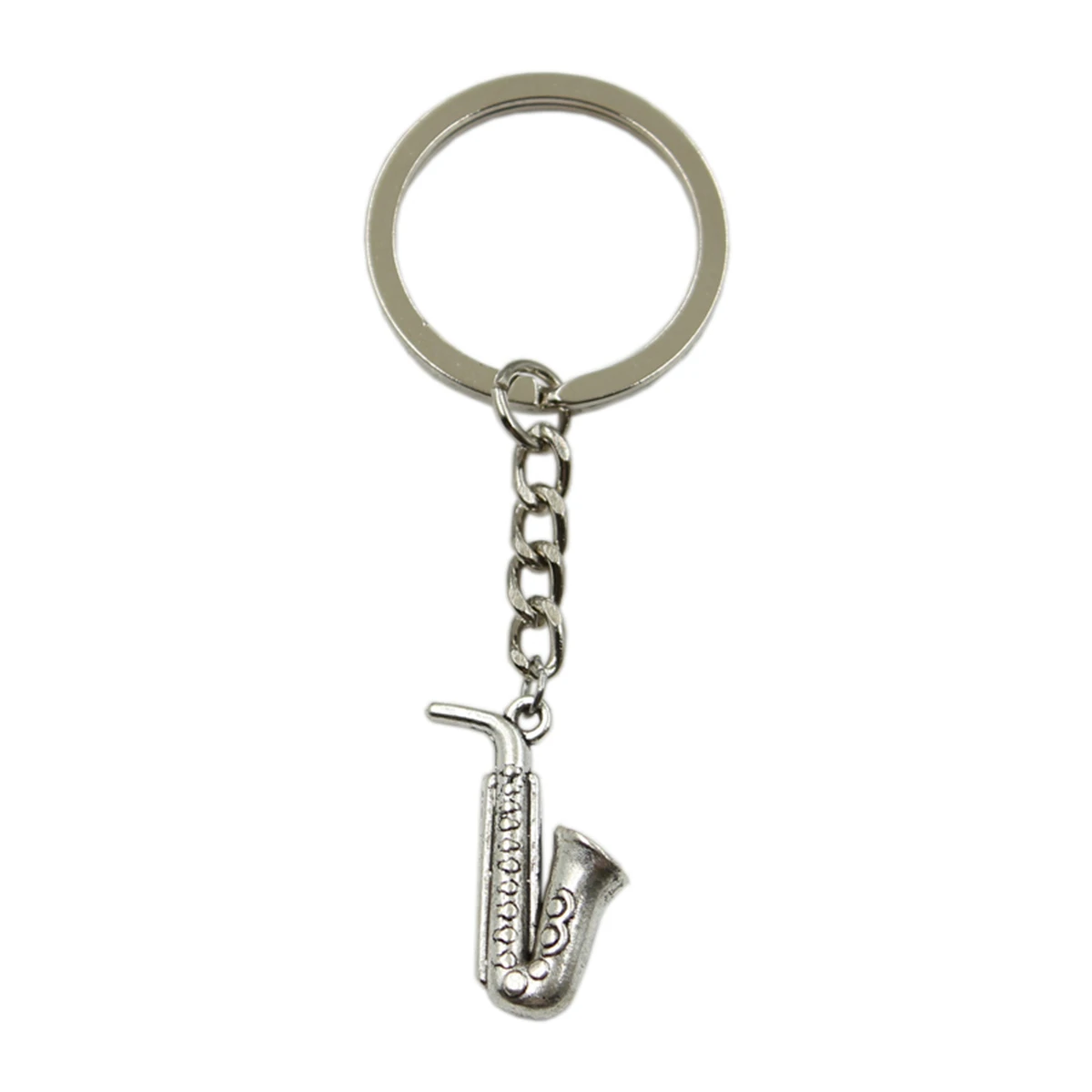 

Factory Price horn saxophone Pendant Key Ring Metal Chain Silver Men Car Gift Souvenirs Keychain Dropshipping