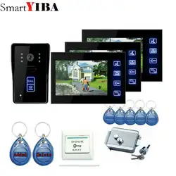SmartYIBA 3 дом 7 "Цвет TFT ЖК-дисплей видеодомофон дверной звонок телефон Dual-способ видеодомофон с 5 шт. RFID ID Card