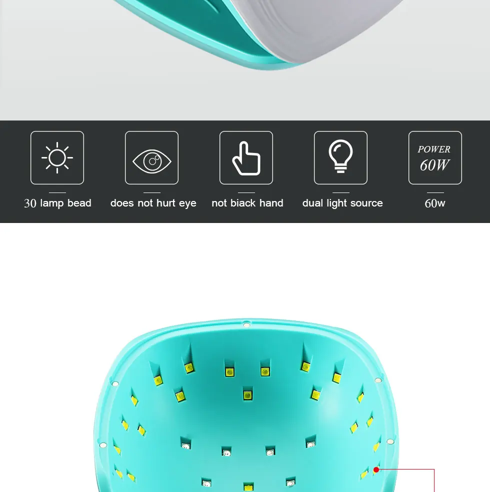 60 Вт УФ светодиодный светильник Сушилка для ногтей лампа с ЖК-дисплеем умная УФ фототерапия инструмент для маникюра подарок для дам