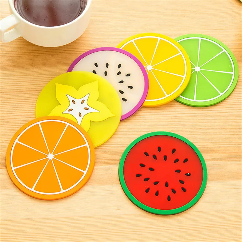 

Fruit Coaster Colorful Silicone Cup Drinks Holder Mat Tableware Placemat 2017 car Car-styling mat universal accessories