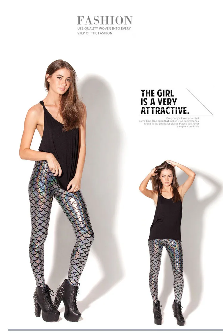 leather leggings YGYEEG Simulation Mermaid Fitness Leggings Sexy Pencil Pants Autumn Style Women Digital Print Colorful Girl High Waist Bottom adidas leggings