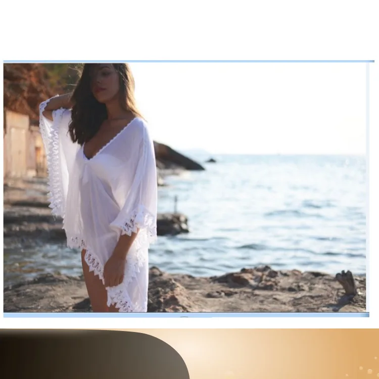 

2018 new sexy women's pure white bikini blouse beach skirt swimsuit chiffon beachwear swimwear summer kimono cardigan