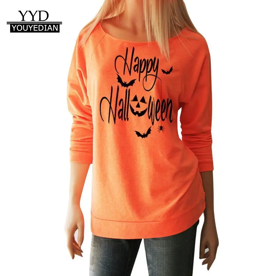 Women hoodies sweatshirts Happy Halloween Printed Long Sleeve Tops ...