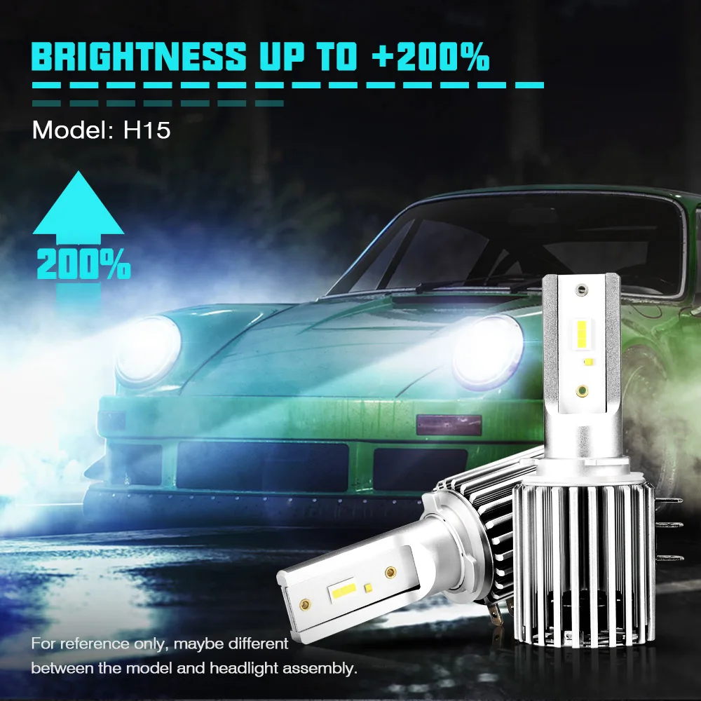 NOVSIGHT H15 светодиодный фары лампы 12 В 10000лм 60 Вт авто светодиодный Замена фары Canbus Ошибка бесплатно для автомобилей Время работы свет