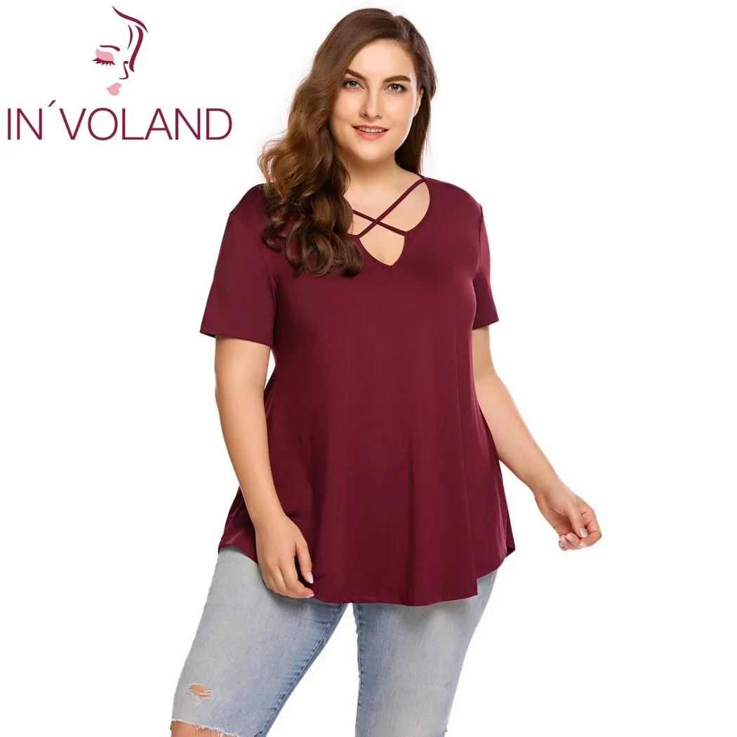 women plus size tops with cross necklace