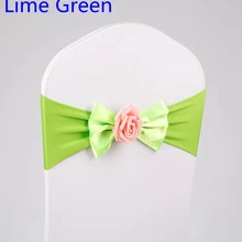 Светло-зеленый цвет стул створки с Баттерли галстук-бабочка роза мяч декор крышка стула спандекс группа лайкра створки вечерние свадебные украшения