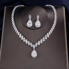 Красные Деревья AAA кубический цирконий Свадебные аксессуары для женщин модные роскошные серьги и колье, Свадебные украшения наборы