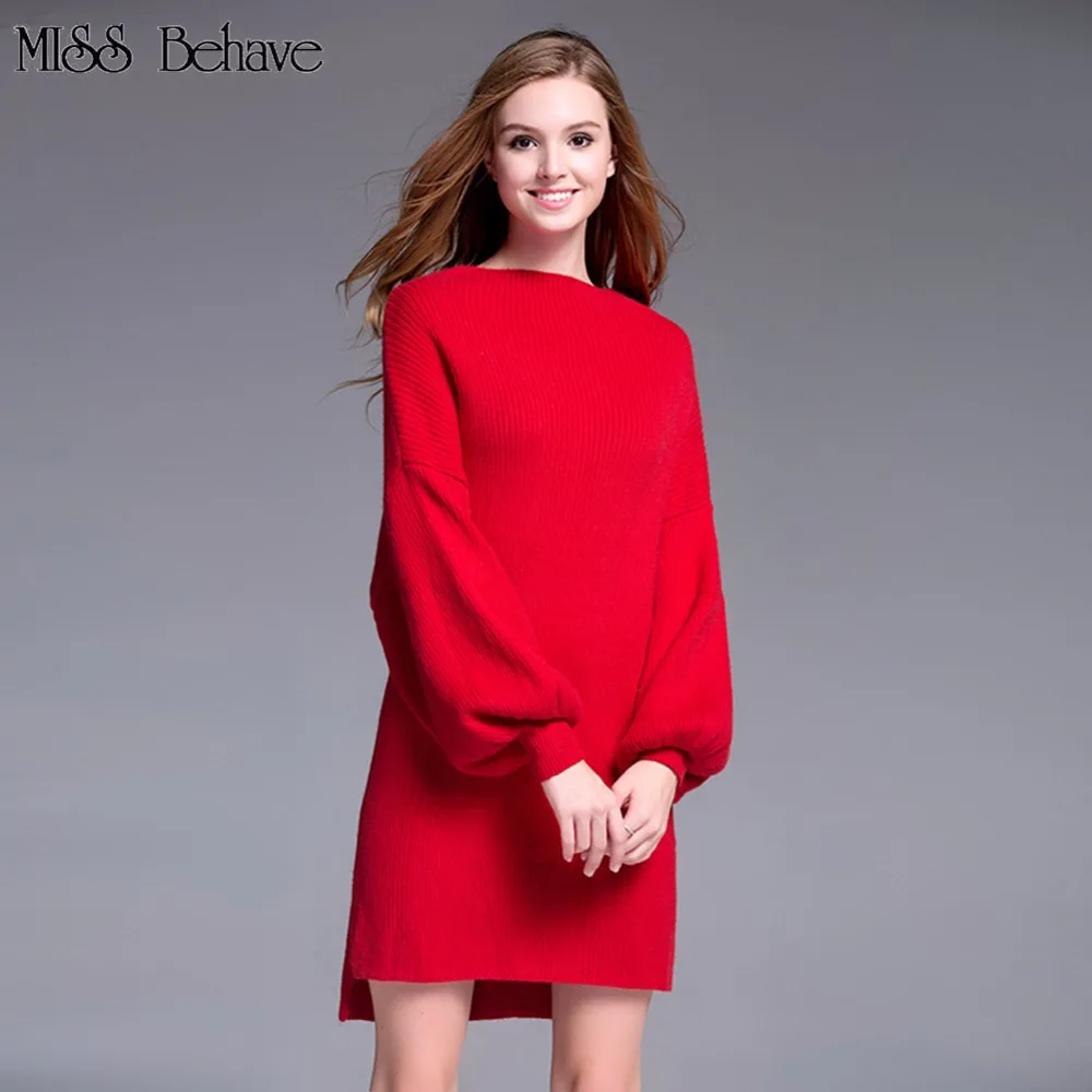 MISS Behave plus size red sweater women casual knitted ...