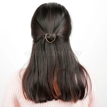 

Minimalist Love Heart Shape Hair Clips Women Hollow Metal Alloy Hairpin Clamps Metallic Polished Glitter Barrettes Bobby Pin