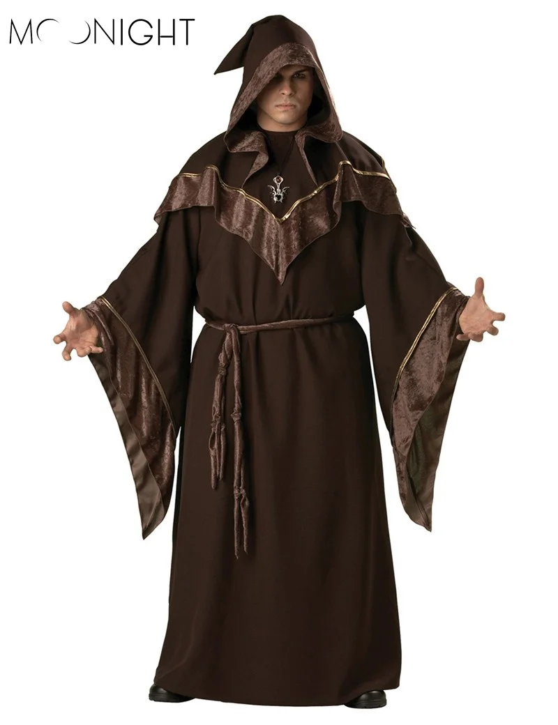 

MOONIGHT Halloween Costumes Adult Mens Gothic Wizard Costume European Religious Men Priest Uniform Fancy Cosplay Costume for Men