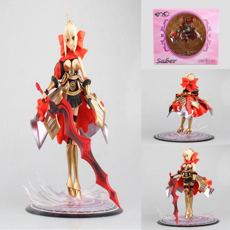 

Anime Fate Stay Night Armour version red saber action cartoon figure anime 24cm collection PVC model doll gift boxed T7441