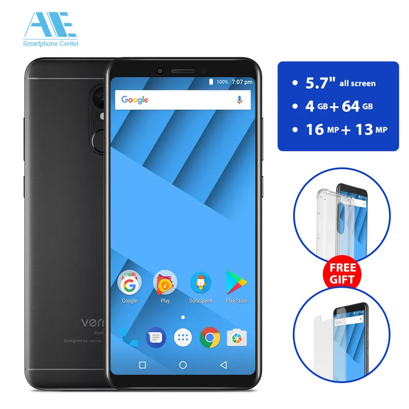 Vernee M6 4G RAM 64g ROM 5 7 дюйма 18:9 Экран мобильного телефона MT6750 Octa core сотовый телефон 16MP