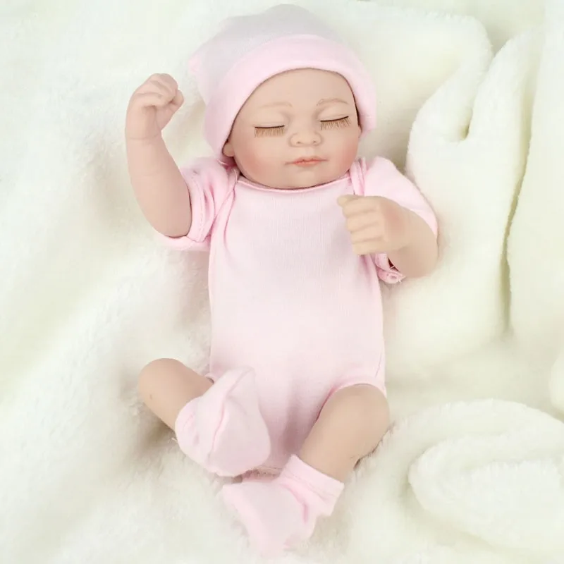 NPKDOLL 28 см Кукла реборн 10 дюймов полный корпус силиконовая девочка мини кукла Младенцы игрушки Реалистичные новорожденный детский розовый комбинезон