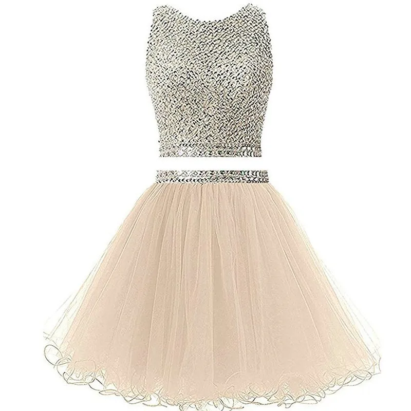 

Luxury Short Prom Dresses Two 2 Pieces for Graduation Beading Sequined Formal Party Cocktail Gowns Custom Made Prom Dress