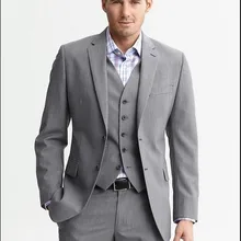 Горячая 3 шт Дешевые серые костюмы для формального случая смокинги жениха однобортный Лучший мужской костюм(куртка+ брюки+ жилет