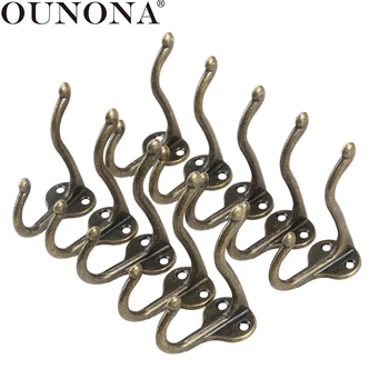 

OUNONA Cloth Hook Hangers Bronze Vintage Wall Mounted Bag Hat Hanger Single Hook for Clothes Towel Pants Hanger