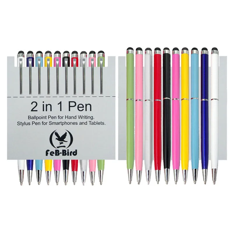 

2 in 1 multi-function promotional pen, 10pcs/set stylus touch pen for capacitive screen, 10 colors/lot ballpoint pen for writing